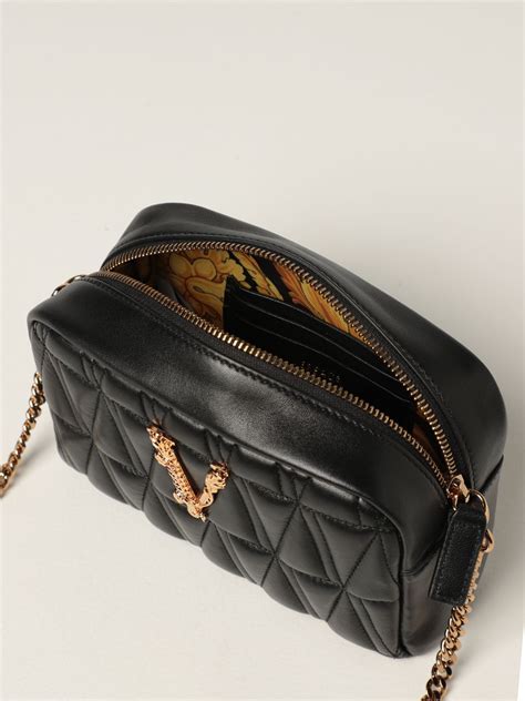 versace virtus crossbody bag|Versace quilted leather bag.